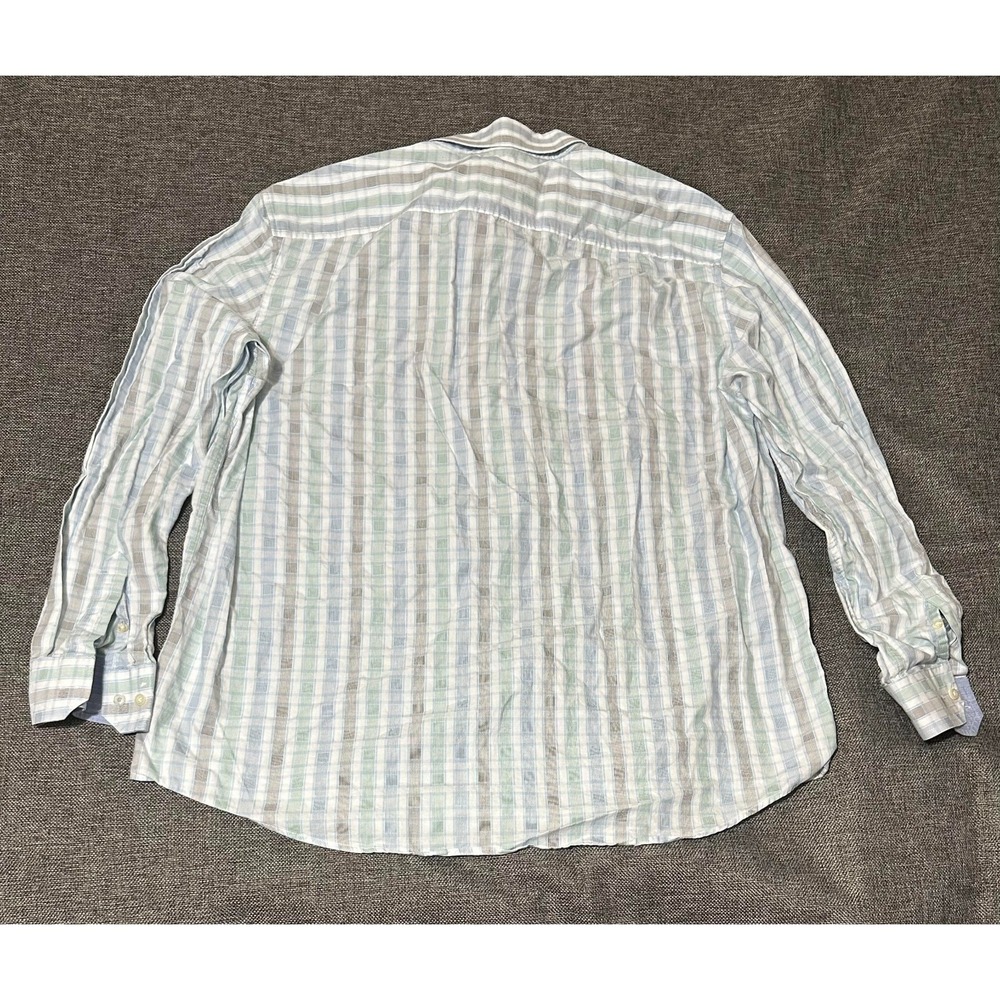 Tasso Elba Men's XXL 18-18 1/2 Stiped Plaid Long Sleeve Shirt - Picture 5 of 5